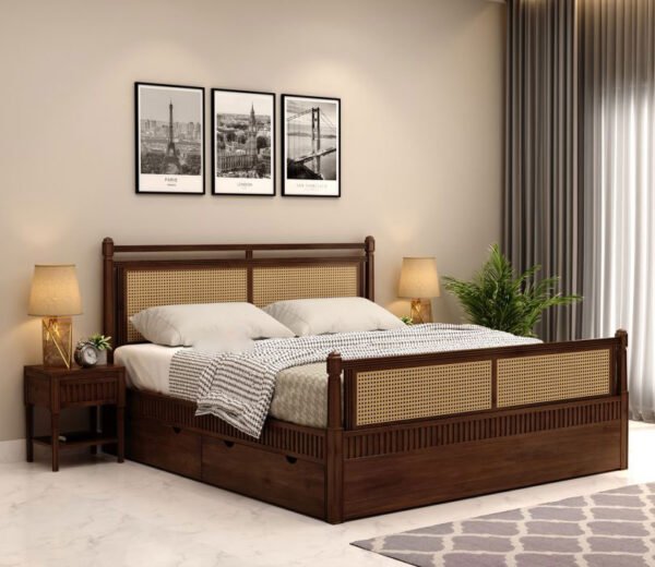 Wood Bed with Storage